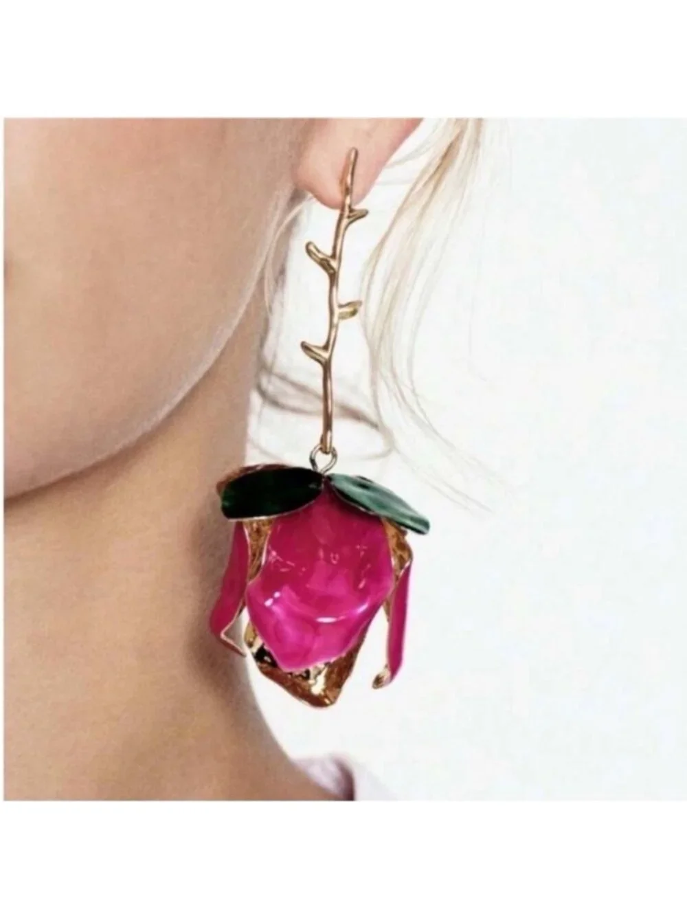 New! Zara Pink Rose Drop Earrings (2014) NWOT